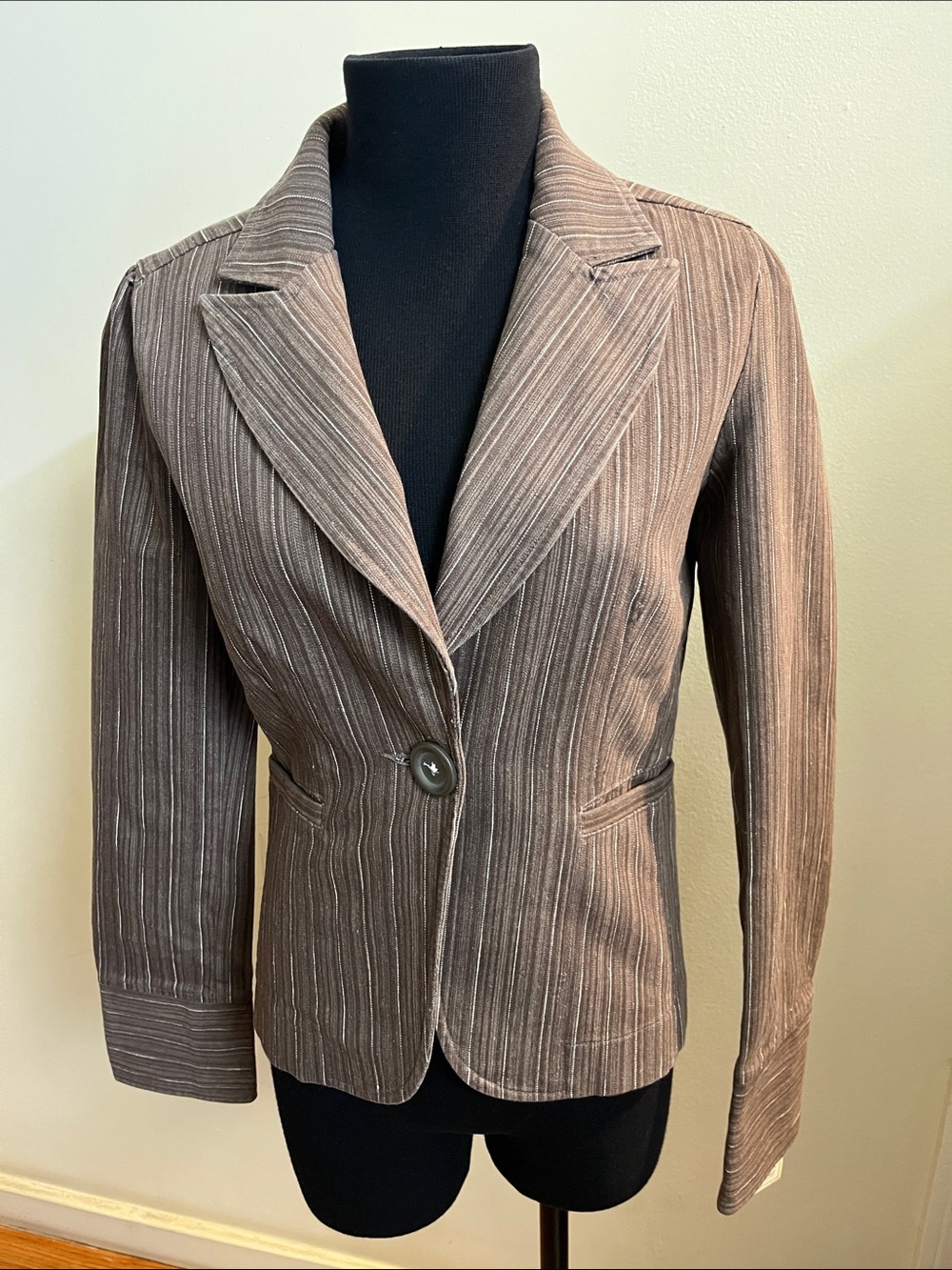 Women's Brown Pinstripe Blazer Jacket